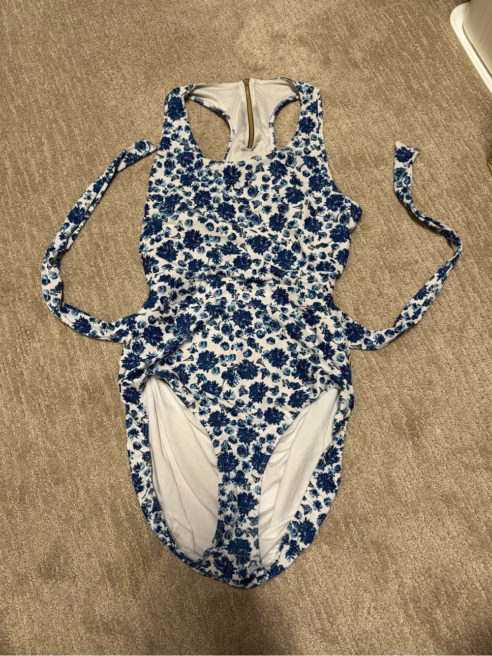Albion Blue Floral Tie-Back One-Piece Swimsuit